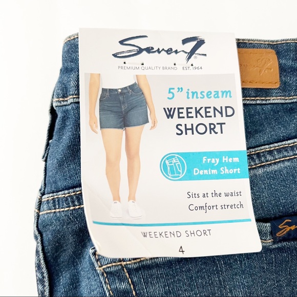SEVEN7 fray hem denim WEEKEND SHORT shorts fringe edge NWT size‎ 4 - Picture 6 of 10
